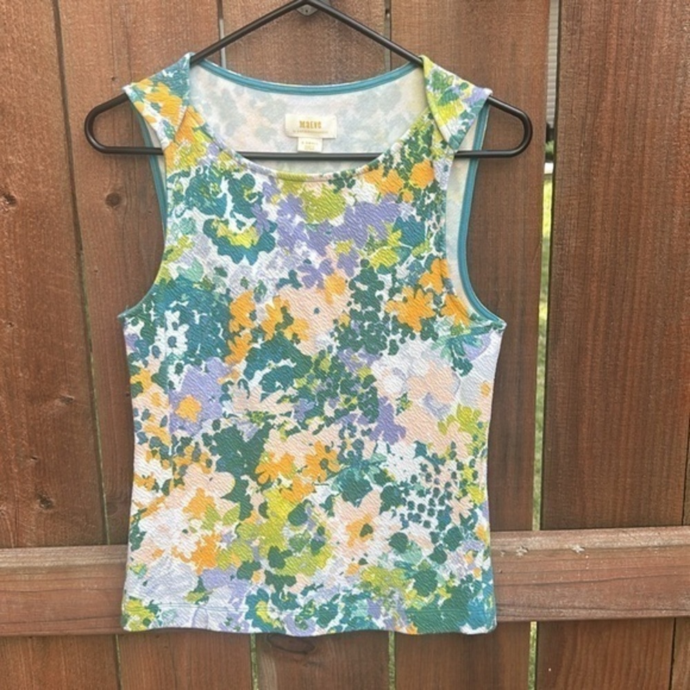 Anthropologie Maeve Sleeveless Textured Floral Blooming Motif Top Size XS